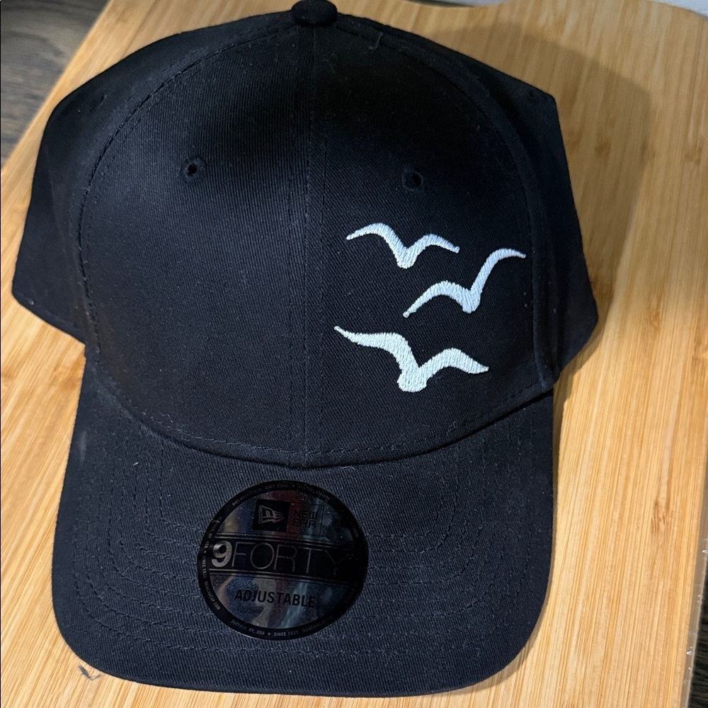 New Era Black 9FORTY Adjustable Hat with White Seagull Embroidery